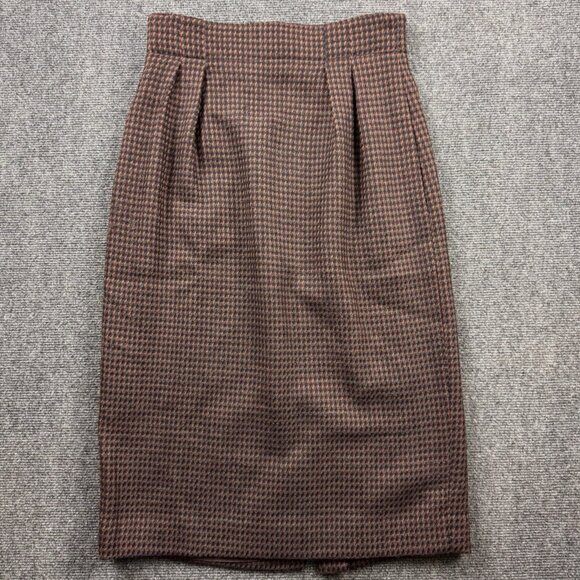 Vintage Christian Dior 100% Wool Houndstooth Pleated Skirt Made In USA XS - Picture 1 of 10